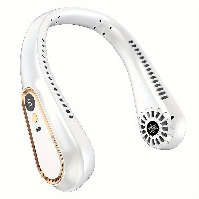 Portable Wearable Bladeless Neck Fan - 5 Wind Speeds, Digital Display, Rechargeable Lithium Battery, and ABS Material for Indoor and Outdoor Use