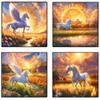 Sacred White Pegasus Horse Golden Sunshine Prints Poster Canvas Painting Modern Wall Art Pictures Living Room Bedroom Home Decor
