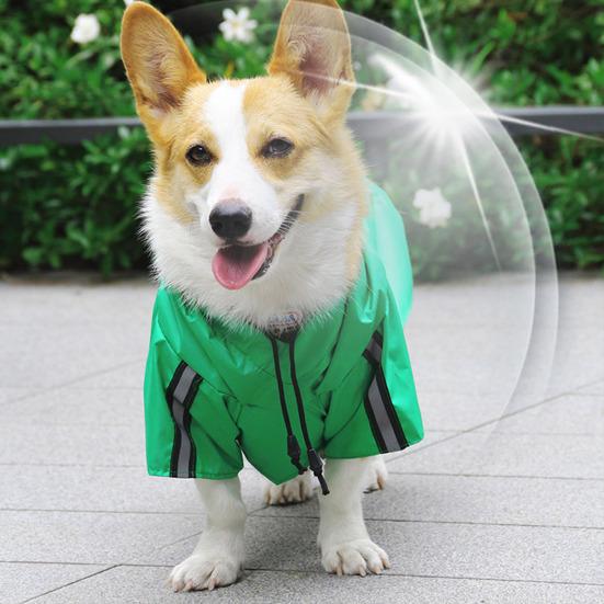 Pet Raincoat with Reflective Strip Waterproof Dog Rain Coat Jacket with Leash Hole Adjustable Hooded Dog Rain Coat for Small Medium Dogs