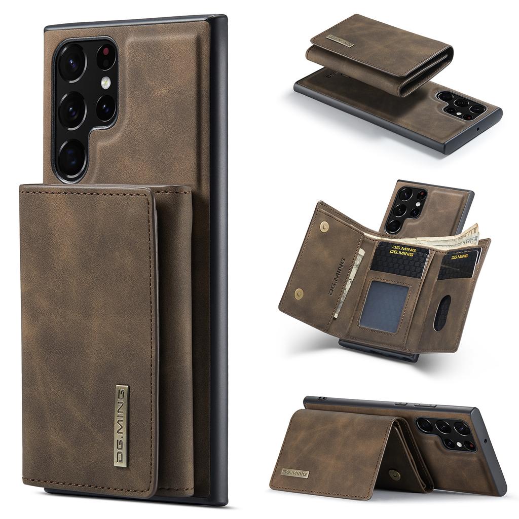 DG.MING M1 Series for Samsung Galaxy S25 Ultra Case Kickstand PU Phone Cover with Detachable Wallet