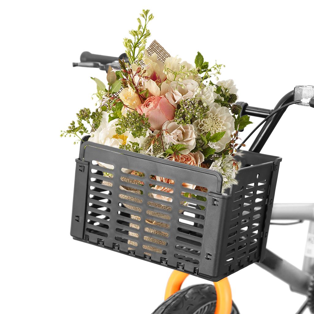 Folding Bike Basket Detachable Plastic Bike Handlebar Front Basket Bicycle Rear Rack Hanging Basket Cycle Cargo Carrier