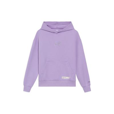 Moletom Esportivo Solto com Capuz Série Tendência Esportiva Li Ning Logo de Strass Feminino Lilás AWDS046-6
