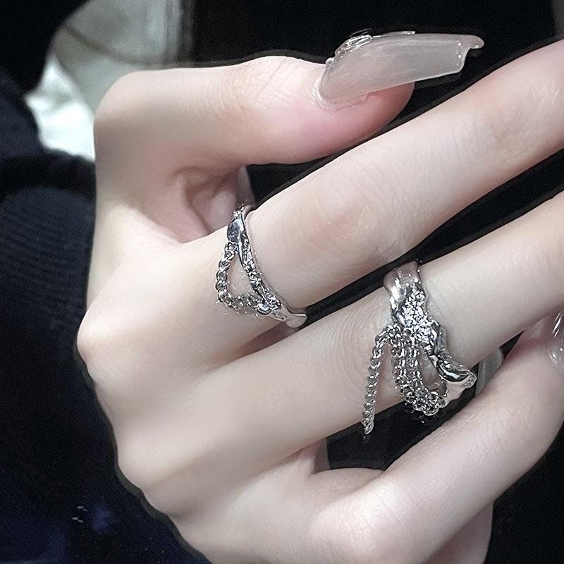Chain Ring Niche Design Cold Wind Opening High Sense Personality French Irregular Index Finger Ring