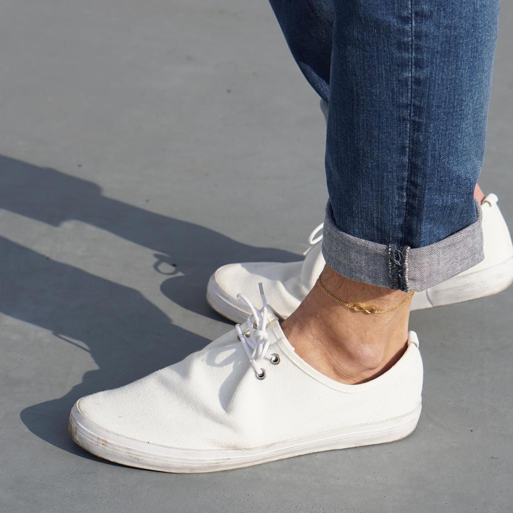 Alavel Ankelsmycken för Män och Kvinnor, Hypoallergena, Alltid-På Kedja, Oändlighet, Hawaiianskt Guld, Par, med Förlängningskedja