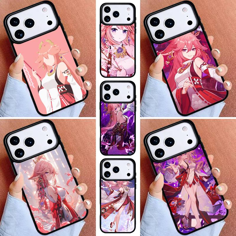 Yae Miko Genshin Impact Phone Case for iPhone 17ProMax 12 13 14 15 16e 17 Pro Max Plus Air Cover