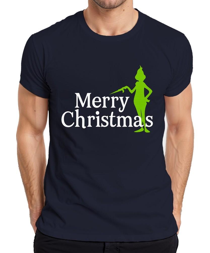 Merry Christmas Green Silhouette Xmas Funny Grinch Unisexs Tshirt S