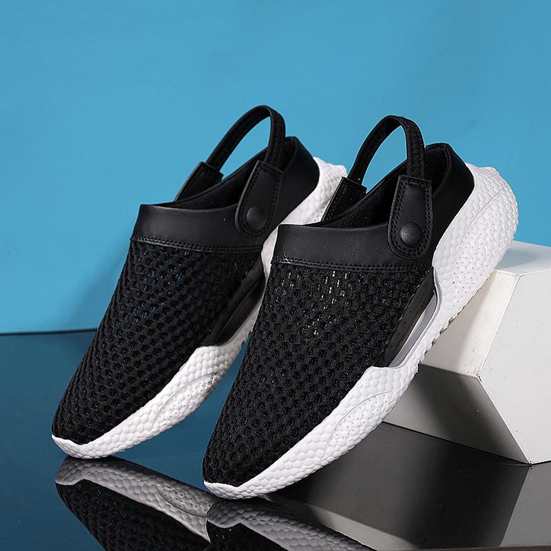 Men's Large Size 45 Slip-On Sandals Half Slippers Student Clog Head Cover Beach Shoes Cold Adhesive Sandals Hollow-out Summer