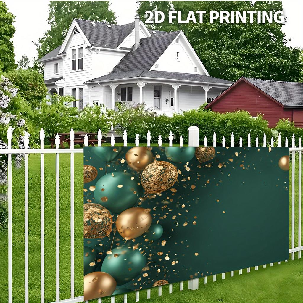 2D Plane 1 Green and Gold Balloon Festival Celebration Backdrop Cloth