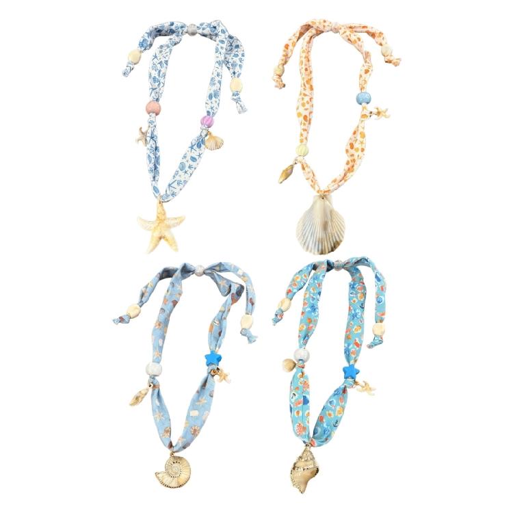 Beautiful Bohemian Style Necklace Shell And Starfish Charm With Floral Touches Fashionable Neck Chain