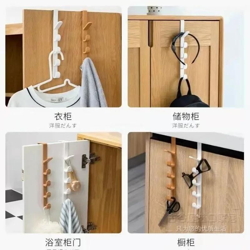 1 PCS Plastic Hook Cabinet Door Hanging Rack - Space Saving Adhesive Mount Storage Organizer for Kitchen Bathroom Desk