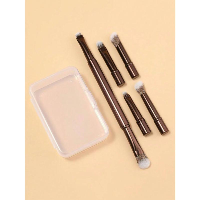 6pcs Portable Makeup Brush Set, Detachable Brush Heads, Mini Travel Makeup Brushes Nose Contour Brush, Concealer Brush, Eyeshadow Brush