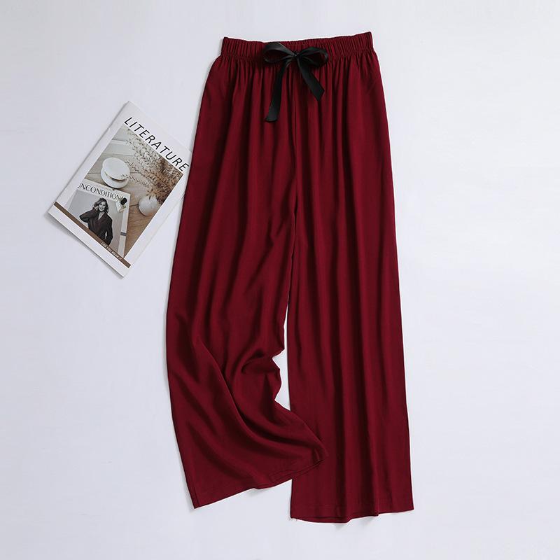 Women's Summer Thin Nine-Point Wide-Leg Pants Popular Style Can Be Weared Outer Artificial Cotton Home Pants