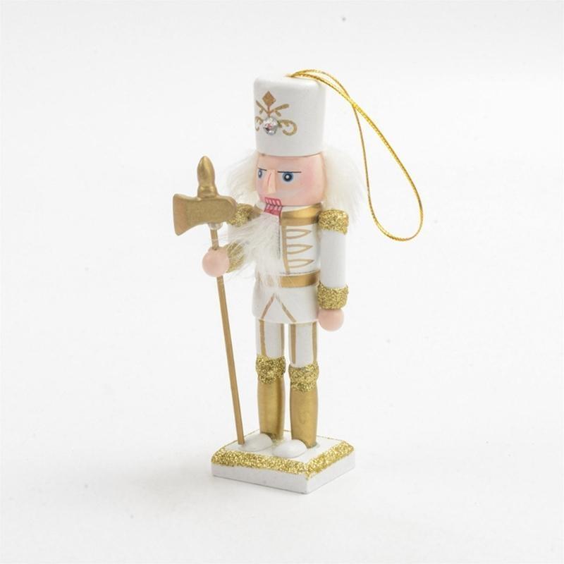 652F 4Pcs Christmas Wooden Doll Decor Handmade Christmas Nutcrackers Doll Pendant Traditional Wooden Nutcrackers Decoration