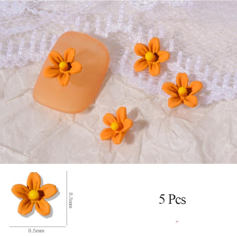 5 Sets of Nail Metal Small Flower Nails Frosted Hyuna Three-dimensional Color Flower Nail Art Accessories