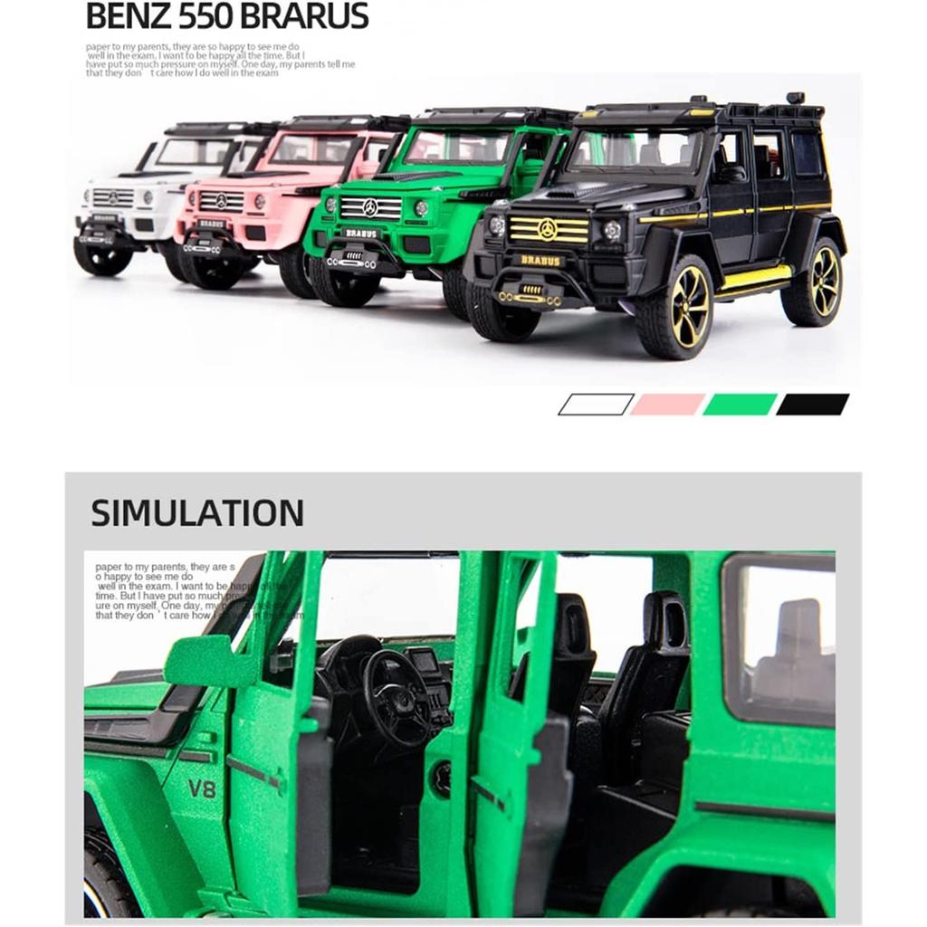 Model de mașină Benz G550 la scară 1/32 de jucărie, mașină de jucărie cu tragere înapoi cu sunet și lumină pentru copii mici, băieți, fete, colecție de cadouri