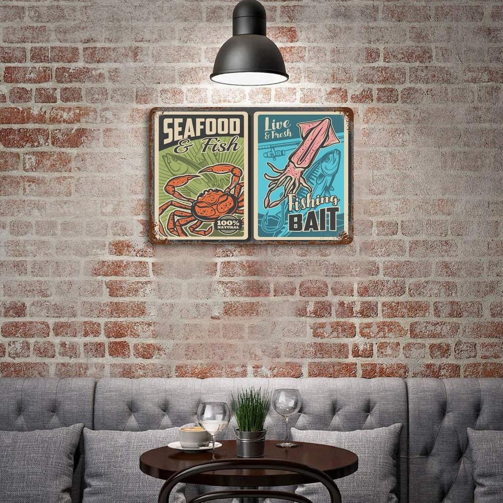 1-Pack Aged Wall Decoration Metal Sign, 20×30cm and 30×40cm, Distressed Finish for Dining Area, Cafe or Lounge