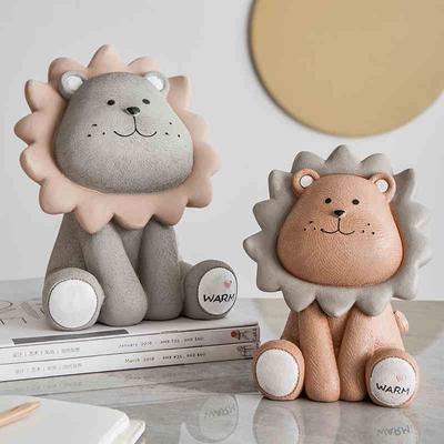 Lví pokladnička Kreslený Roztomilý Kreativní Coin Bank děti dítě prasátko školka Rozkošný dárkový spořicí box Domácí zvířata Figurky