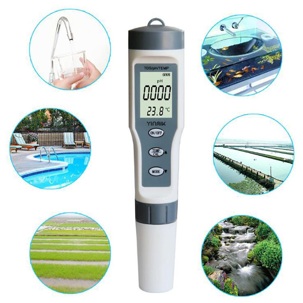 EZ9901 Digital TDS Meter 3 In 1 TDS/PH&TEMP Tester Pen Handheld Water Quality Tester Water Purity Test Tool for Pool