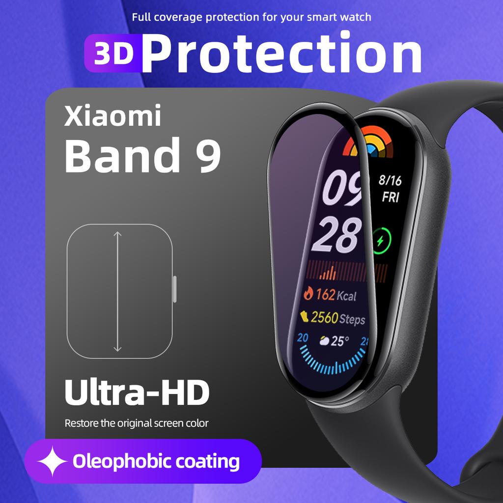 Screen Protector for Xiaomi Mi Band 9, TPU Full Coverage Anti-scratch HD Protective Film, Accessories for Miband 9 (Not Glass)