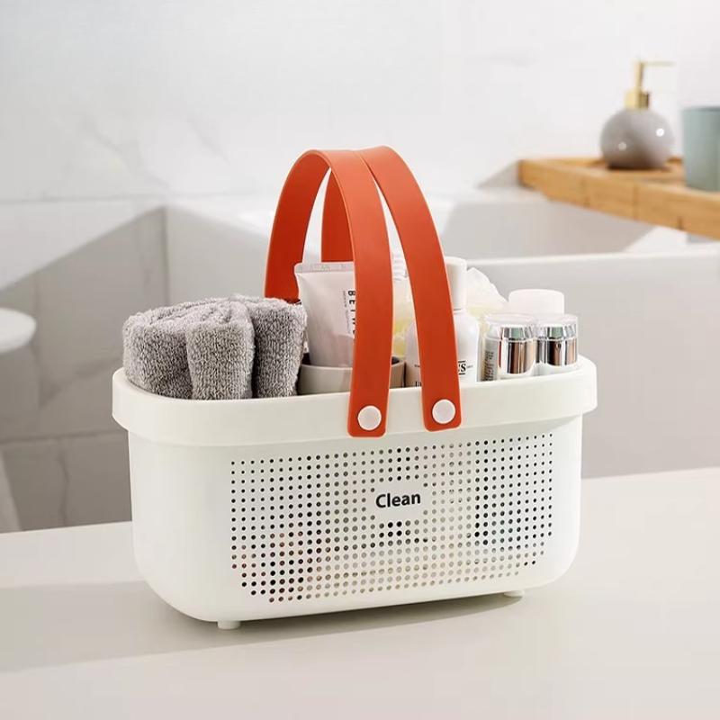 Portable Handle Bath Basket Plastic Mesh Basket Bathroom Shower Wash Bath Large Capacity Storage Basket Toilet Cleaning Supplies
