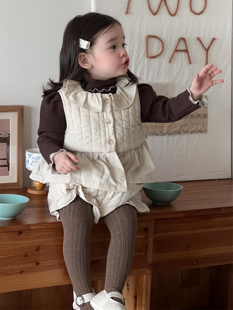 

Детский зимний утолщенный костюм-двойка в корейском стиле: Девочки Хлопковый Жилет с Подкладкой и Комбинезоны 110 cm