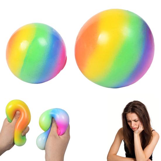 Pallina Antistress Arcobaleno Giocattolo da Spremere Rilascio Lento dello Stress Pallina Colorata di Farina Giocattolo da Scrivania per Casa e Ufficio Strumento di Decompressione