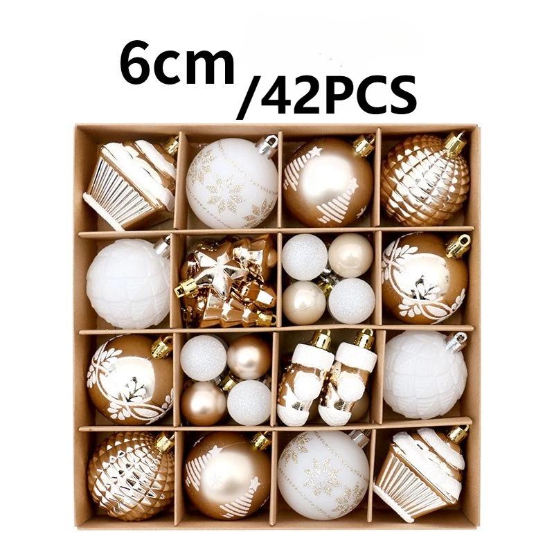 42PCS 6CM Premium Painted Christmas Ball Set 2025 New Year Santa Home Decorations Christmas Tree DIY Decorative Ornaments