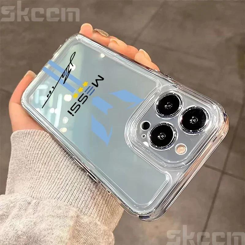 MESSi Football Transparent Phone Case For iPhone 15 16 14 13 12 11 Pro Max Mini X XS XR 7 8 15 Plus Shockproof Soft Cover