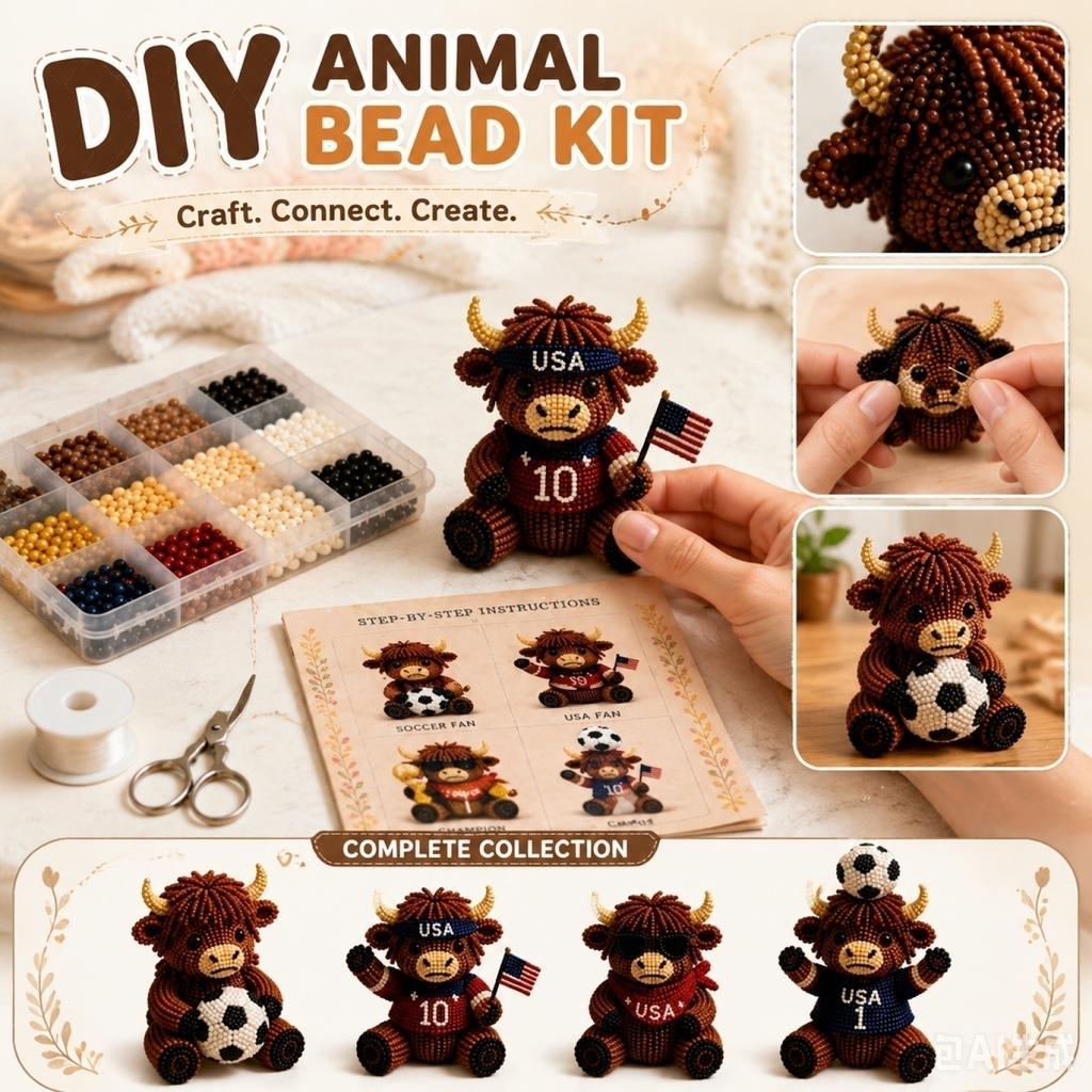 DIY Animal Bead Kit with Instruction Manual Handcrafted Jewelry Art Set for Creative Beading Projects and Craft Activities for Beginners and Kids