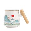 Ceramic Water Cup With Filter Tea Separation Tea Cup Mid-Autumn Festival National Day Teachers' Day Souvenir Lettering