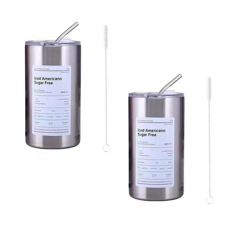 

Iced Americano Insulated Tumbler 2pack Stainless Steel Bottle with Lid and Straw Portable Travel Coffee Mug with Straw Cleaner