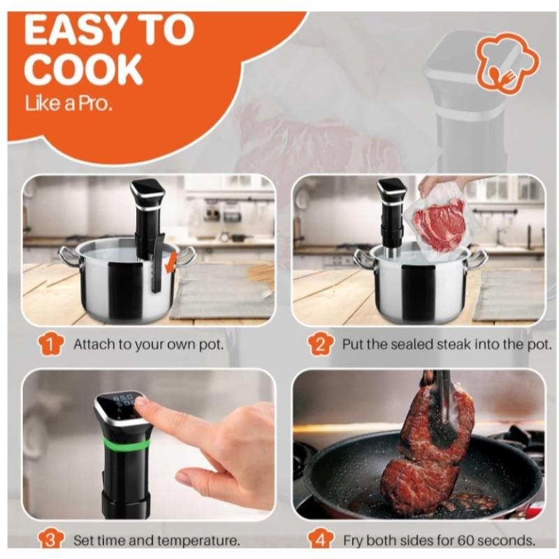 Nerezová Sous Vide vařič LCD Chytrý Mikro-term Vařicí stroj Ponorný cirkulátor Vodotěsný Pomalý vařič ve vakuu