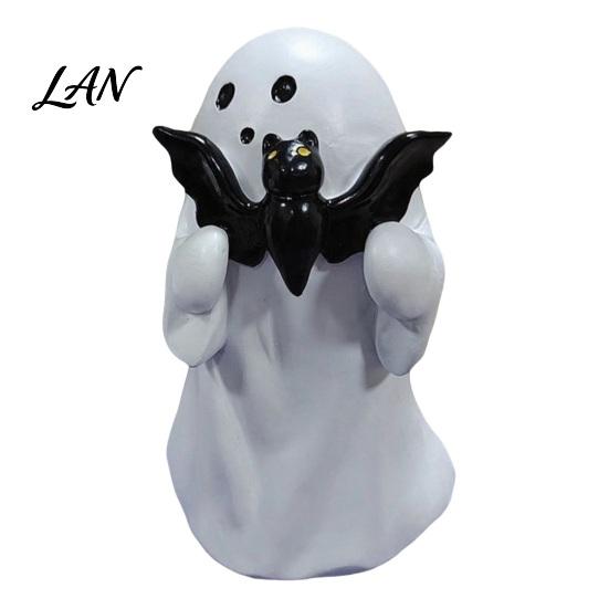 Decorative Ghost for Home Halloween Figurine, Cute Resin Statue, Creative Holding Unique Accents Bat/Drink Tabletop Ornament Party, Trick or