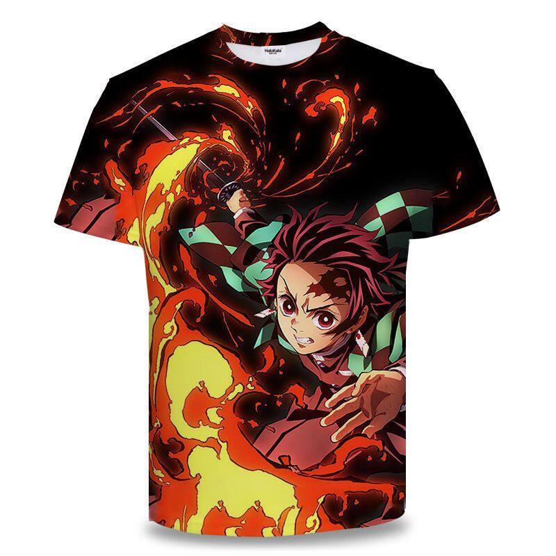 Summer Hot Demon Slayer Tanjiro Sun & Water Breathing 3D Print Quick Dry T-shirt Casual Sport Tops