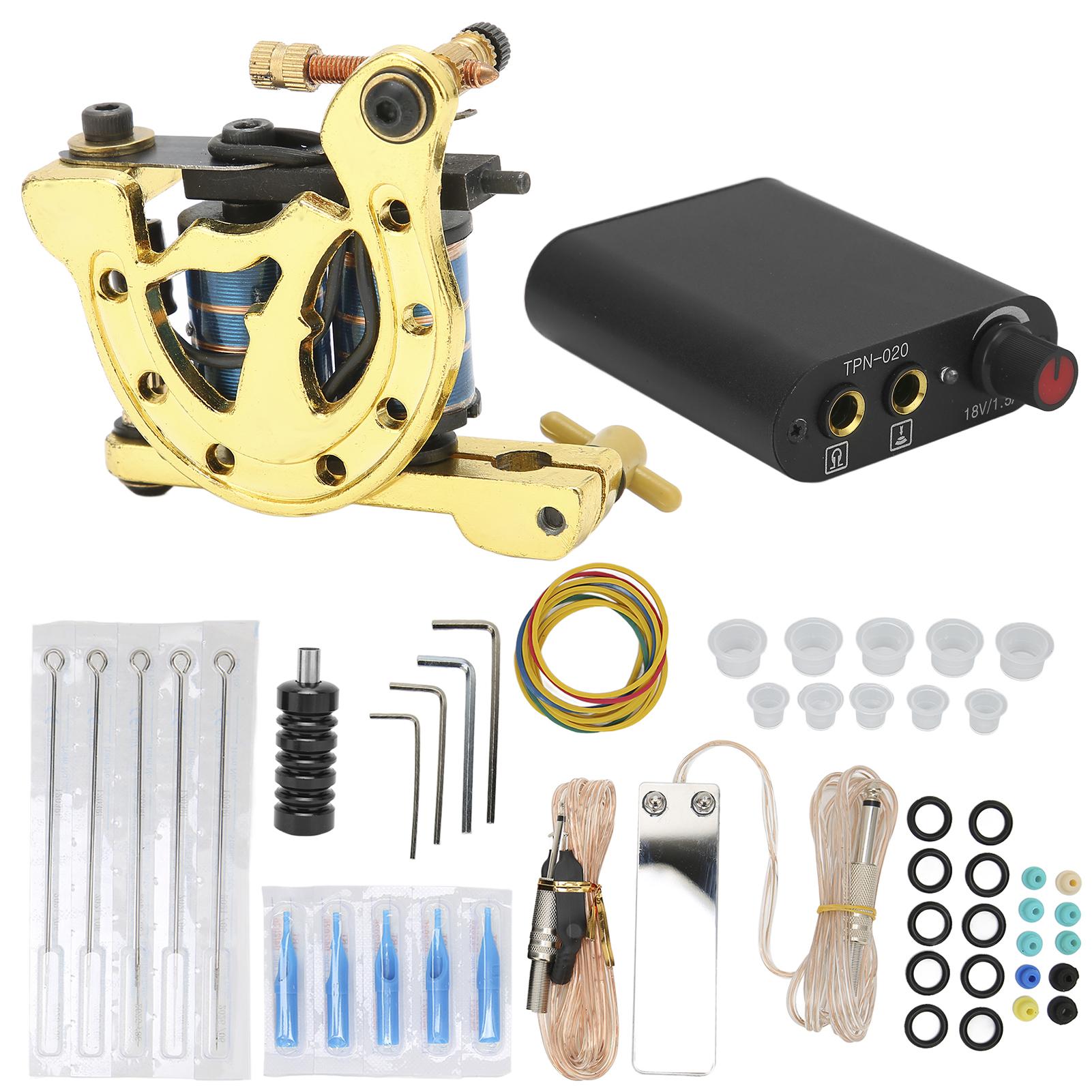 

Набор для татуировки с катушкой, блок питания, зажимной шнур, педаль, игла, втулка, набор для начинающих татуировок EU Plug