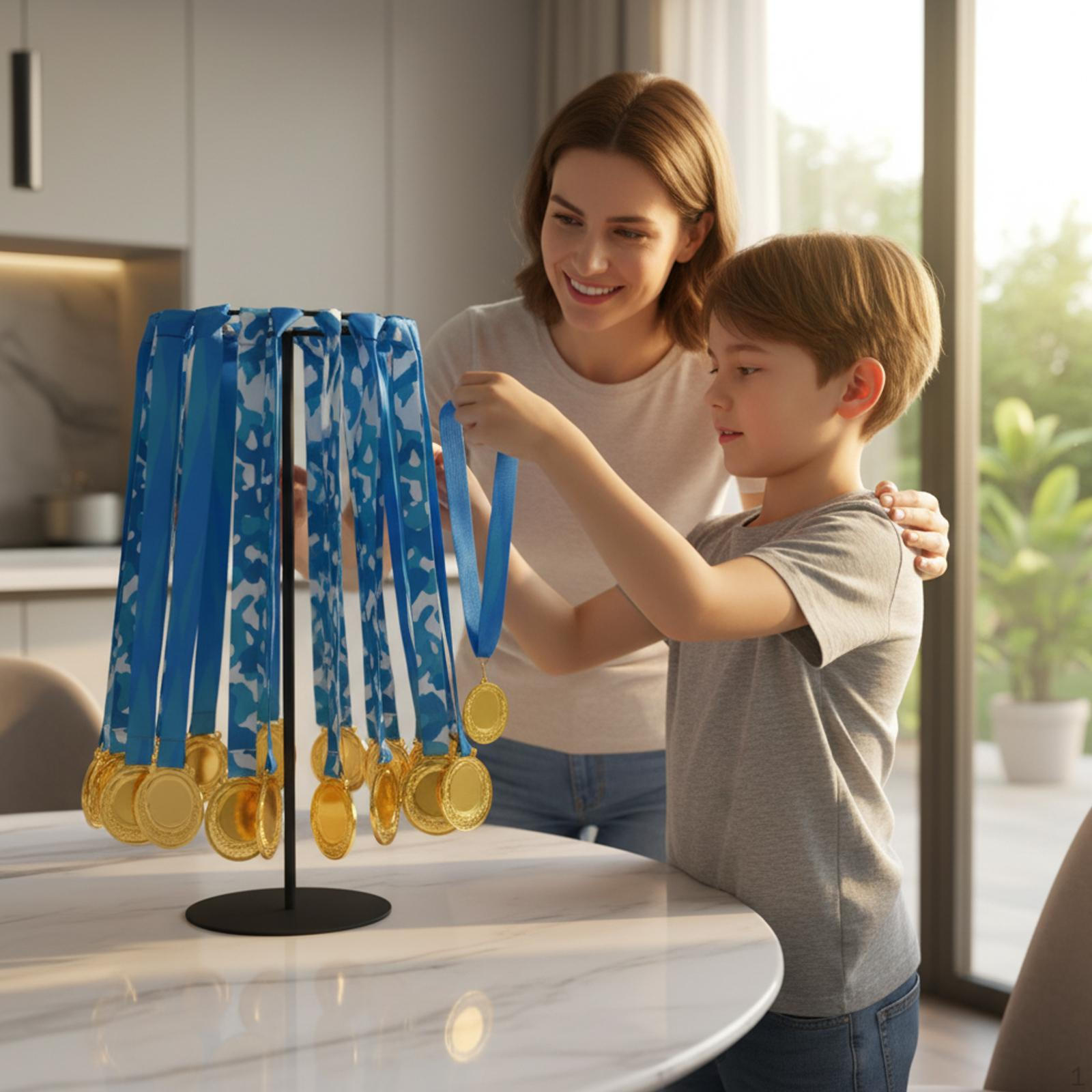 Вращающаяся вешалка-дисплей для медалей Настольный держатель Стойка Прочная металлическая Легкая стойка с лентой для