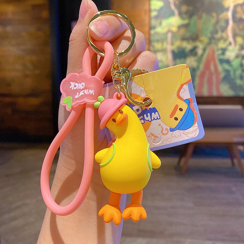 

New Hair Cute Little Flower Duck Keychain Pendant Cute Cartoon Car Key Chain Pendant Creative Small Gift Opp bag packaging