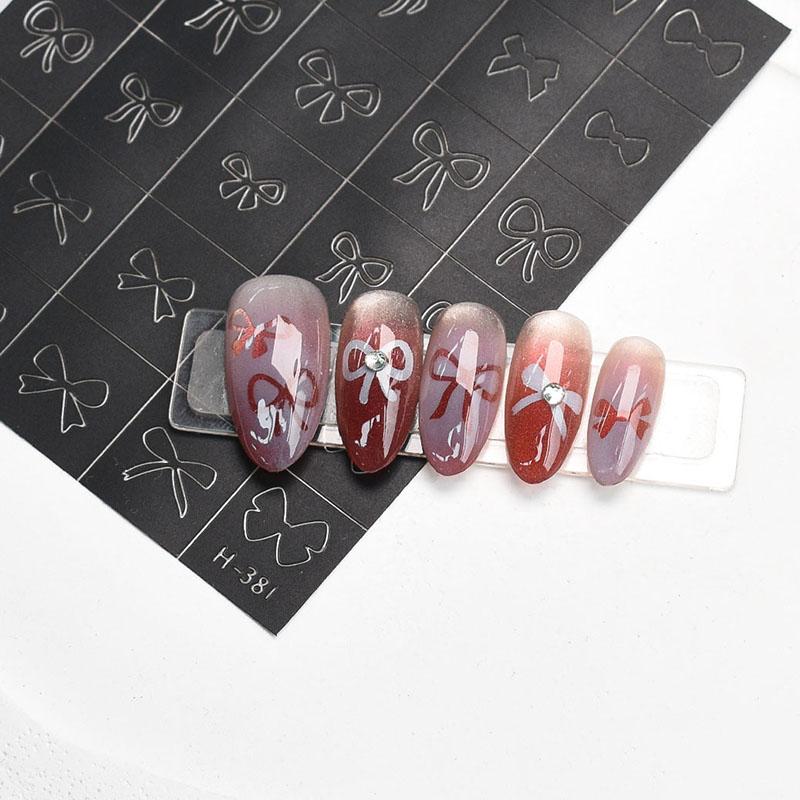 Hallow Butterfly Bow Knot Nail Art Sticker Self Adhesive Sticker Manicure Salon Supply French Smudge Template Auxiliary Sticker