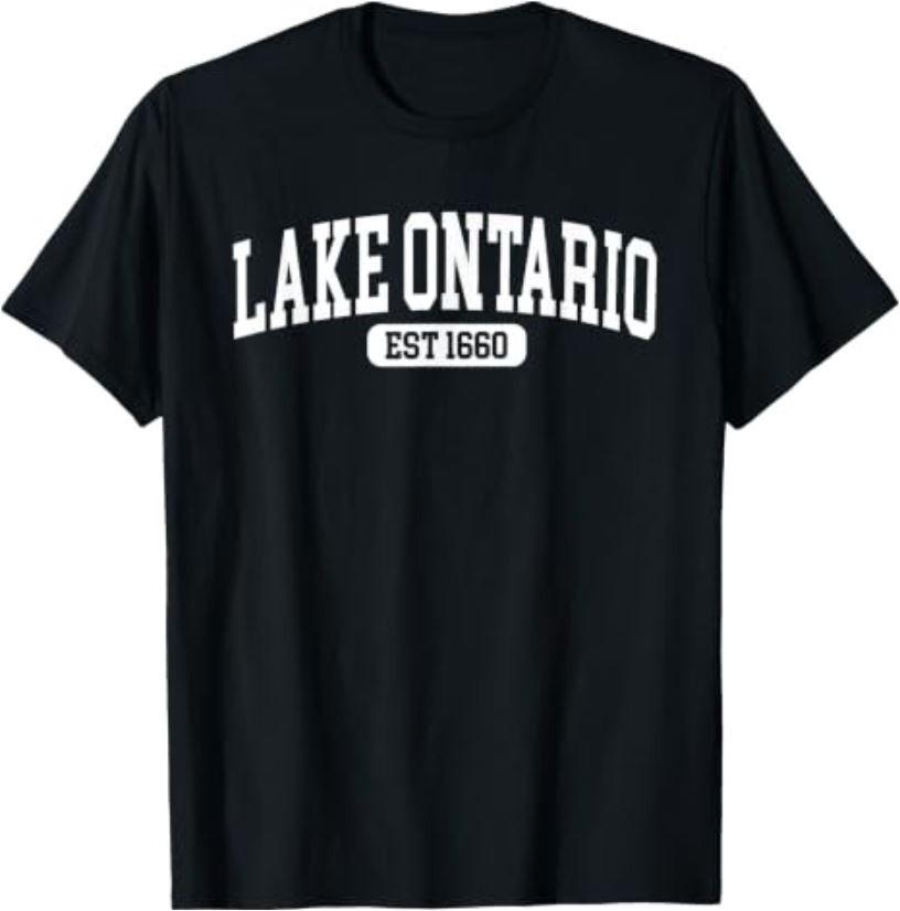 T-Shirt Vintage Lago Ontario Fondato 1660 Patriota Americano Uomo Donna