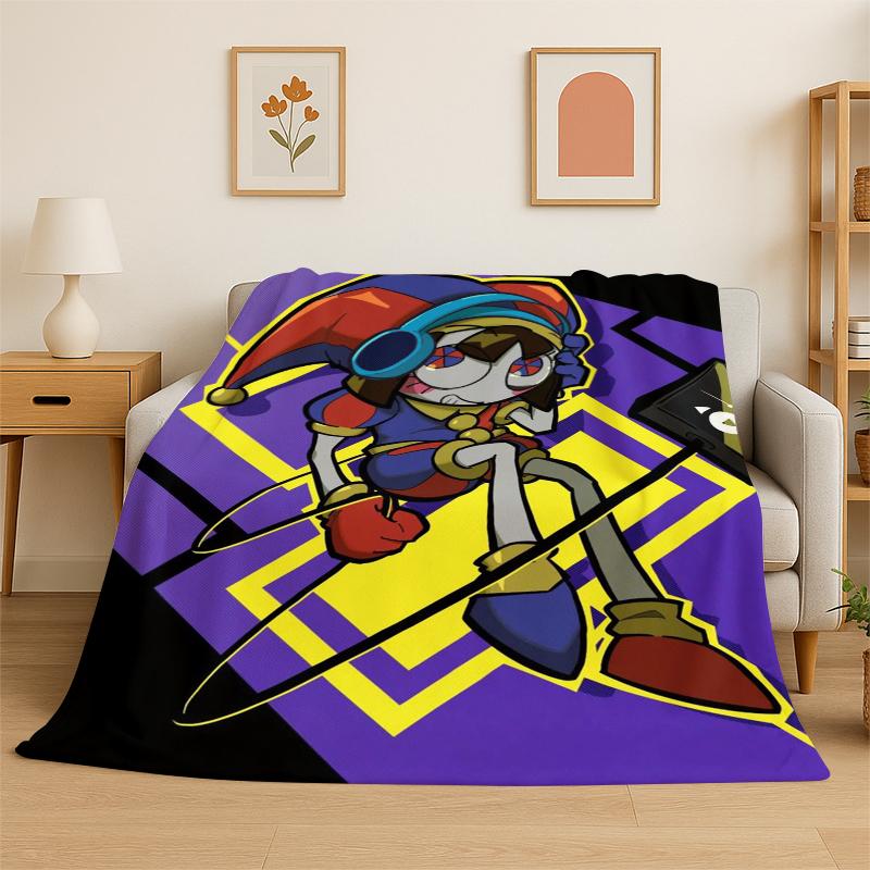Cartoon Amizing Digtal Circus Pomni Soft Flannel Throw Blanket,Cozy Blanket for Bed,Couch,Sofa,Bedroom,Living Room,Picnic Kid