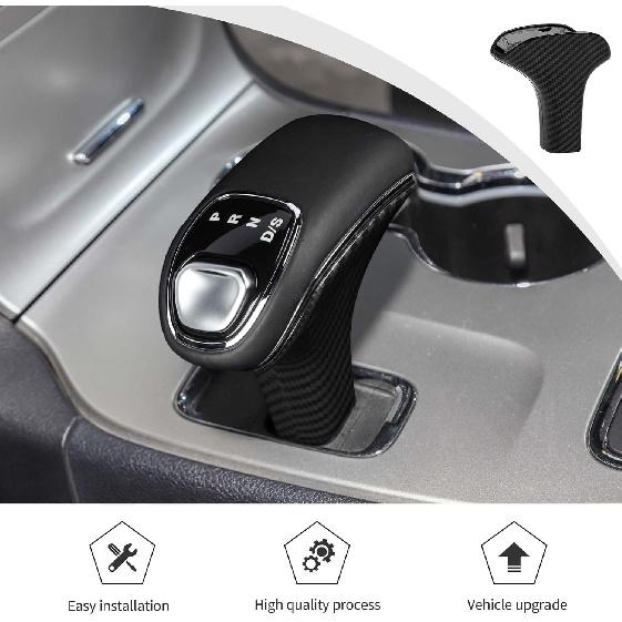 JWWY Gear Shift Shifter Knobs Cover Trim Compatible with Jeep Grand Cherokee Accessories 2014-2015 2pcs Carbon Fiber