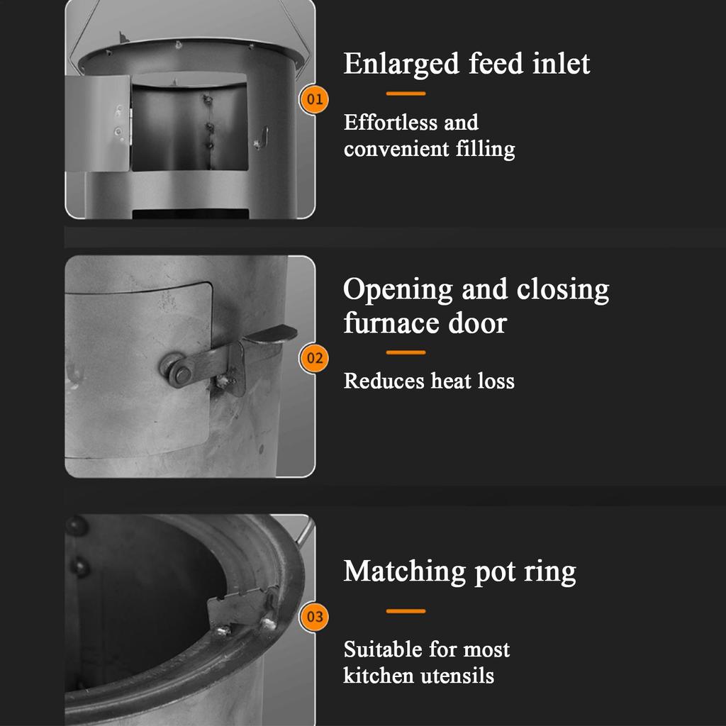 Multi Functional Thickened Firewood Stove with Handle for Outdoor Barbecue Home Cooking Tea Brewing Heating Camping Furnace