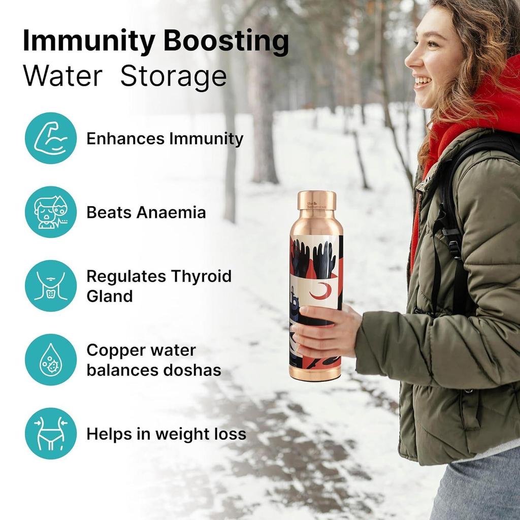 Home Copper Water Bottle 950ml | Detox Water Bottle- Immunity Enhancing | Copper Bottle For Office/Home/Gym