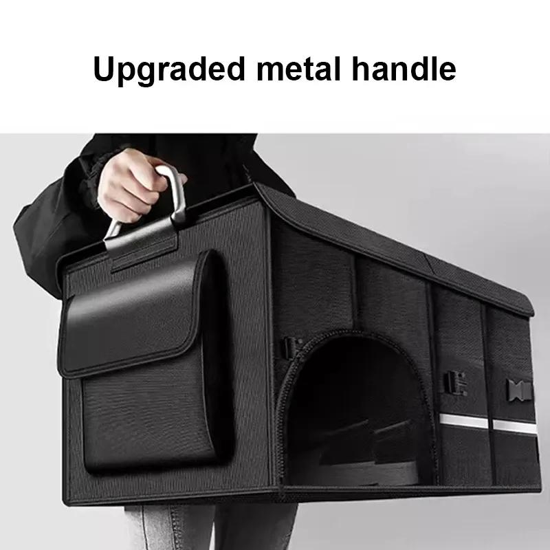 110L Large-Capacity Foldable Trunk Storage Box Waterproof Oxford Cloth Car Organizer for Camping/Fishing Easy to Carry
