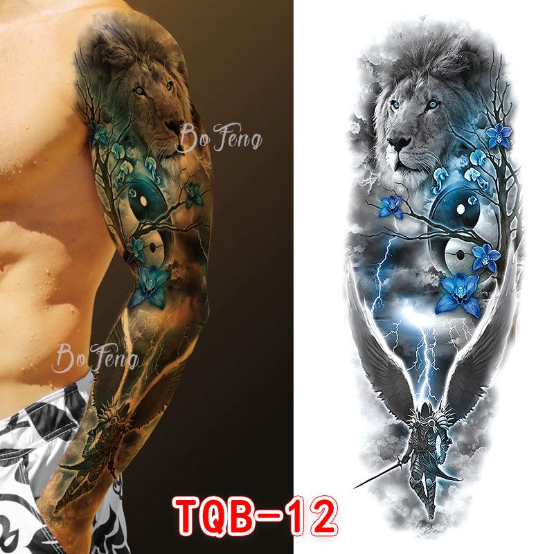 Waterproof Full Arm Floral Tattoo Stickers - Cross-Border Design for Europe & America