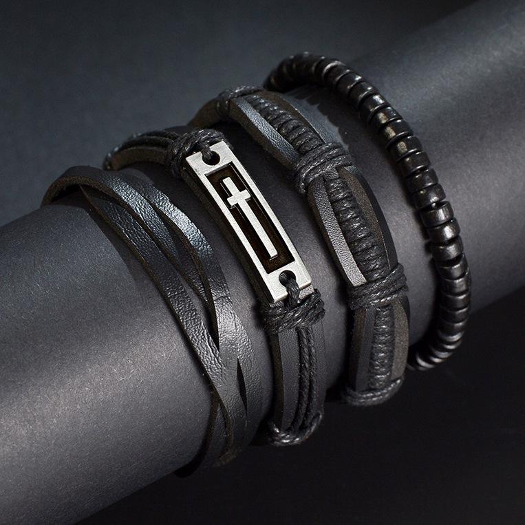 Unisex Handmade Woven Leather Bracelet - European and American Style Jewelry