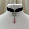 Retro Gothic Vampire Bat Black Crystal Pendant Velvet Choker Necklace for Men Women Halloween Party Cosplay Punk Jewelry Gift