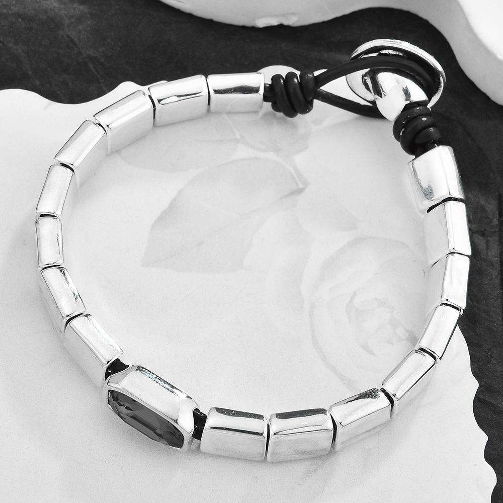 Spanish Elastic Bracelet Dahua Black Gallstone Bracelet Men S And Women S Bamboo Black Gallstone Bracelet Jewelry