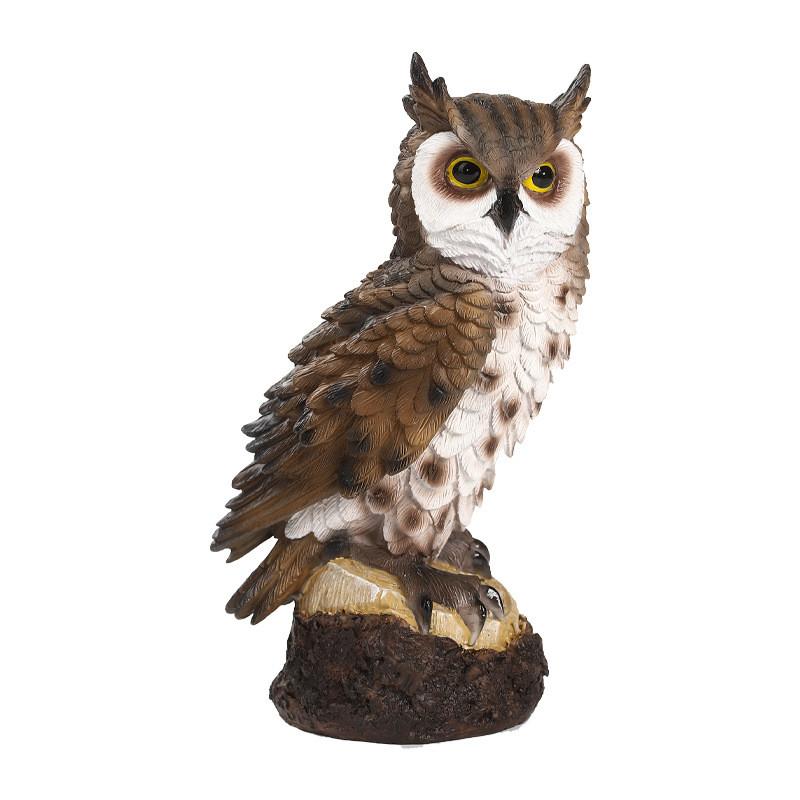 Statuie Bufniță Rășină Gri/Maro Decor de Grădină Bufniță Desktop Living Cameră Masă de Dining Curte Gazon Decor