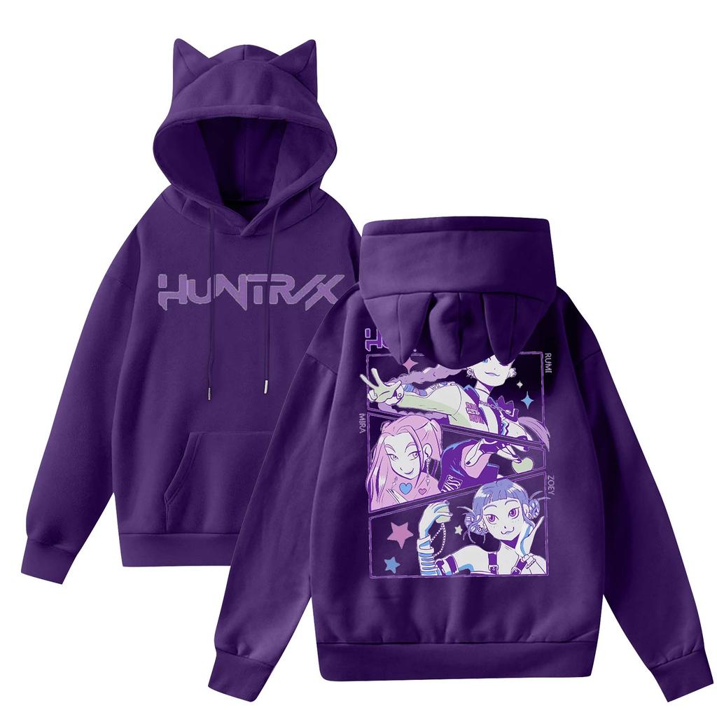 Ladies Fashion Casual Long Sleeve Printed Round Neck Hoodie Pullover Top With  Pockets